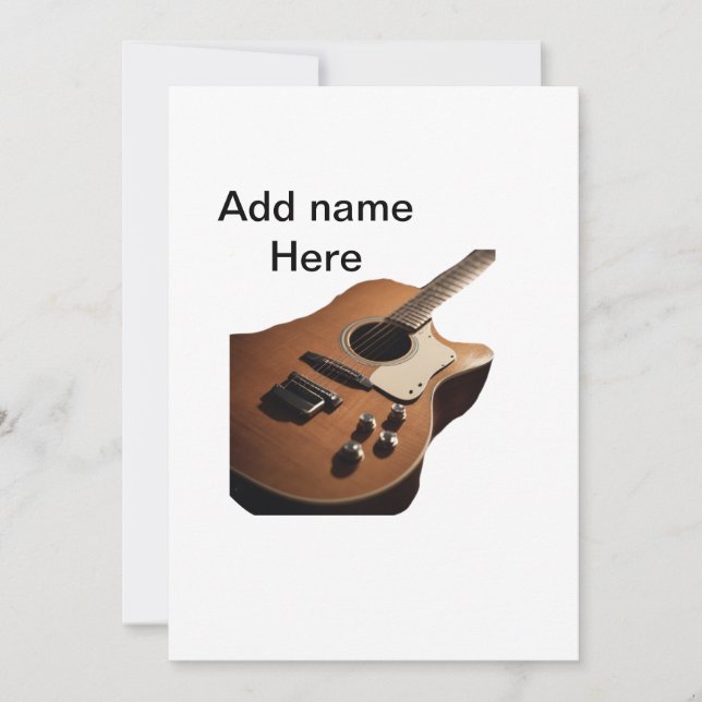 Invitación Añadir el nombre texto guitarra acústica marrón ed (Anverso)