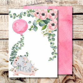 Invitación Añadir en blanco tu propio eucalipto de globo rosa