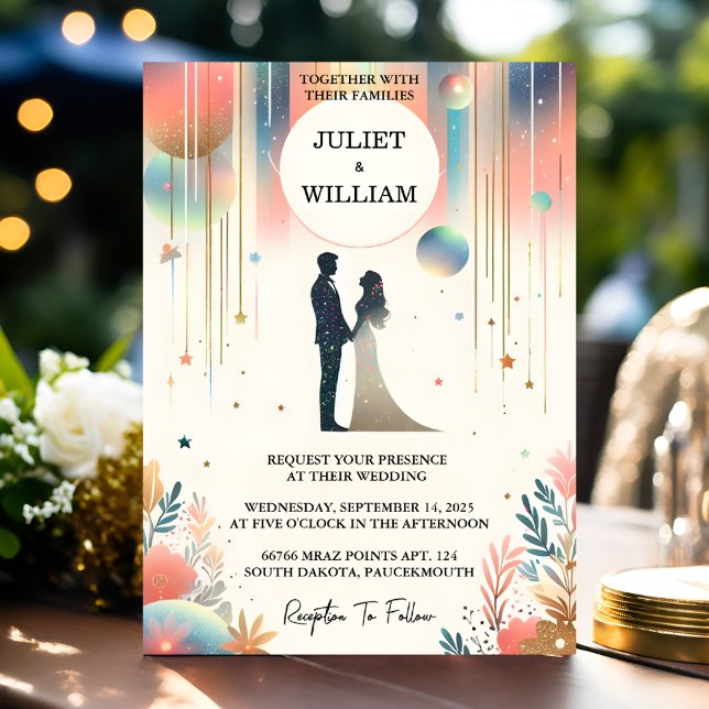 Invitación Añadir estrellas Glam Bright Pastel Ombre Purpurin (Subido por el creador)