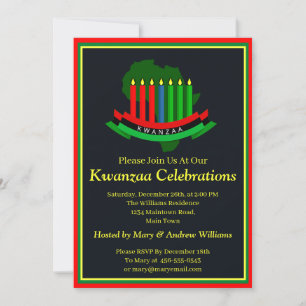 Invitación Añadir fecha de nombre Detalles del Fiesta Kwanzaa