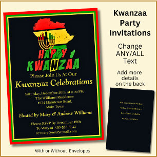 Invitación Añadir fecha de nombre Detalles del Fiesta Kwanzaa