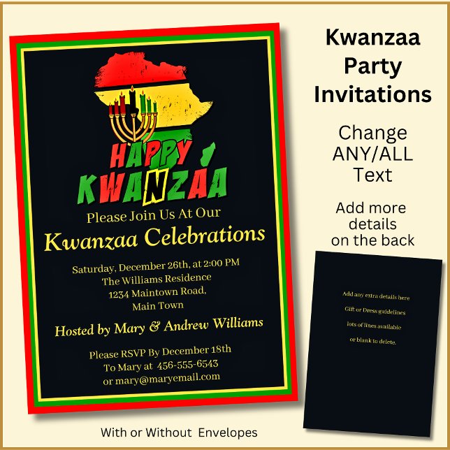 Invitación Añadir fecha de nombre Detalles del Fiesta Kwanzaa (Subido por el creador)