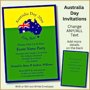 Invitación Añadir nombre año fecha Australia Día Día de Oro V