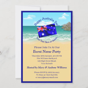Invitación Añadir nombre año fecha Día de Australia Día playa