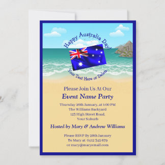 Invitación Añadir nombre año fecha Día de Australia Día playa