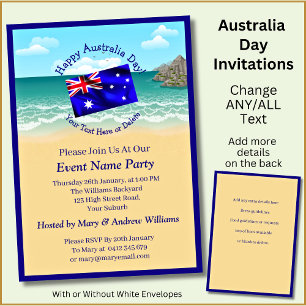 Invitación Añadir nombre año fecha Día de Australia Día playa