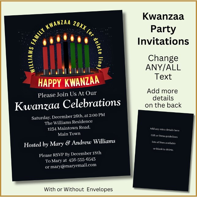 Invitación Añadir nombre año velas de Kwanzaa (Subido por el creador)