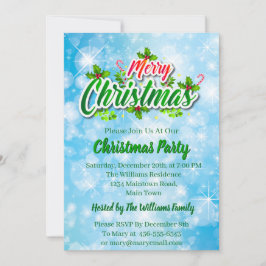 Invitación Añadir nombre coincidente Feliz Navidad Fiesta azu