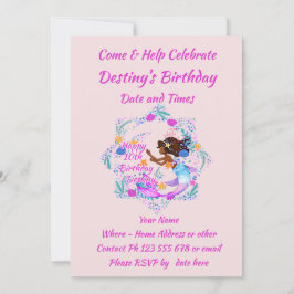 Invitación Añadir nombre de texto Mermaid Pink Mauve Aqua Fie