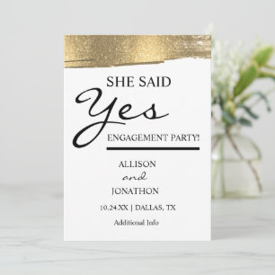 Invitación Añadir Nombre Dijo Sí Purpurina De Oro Invi