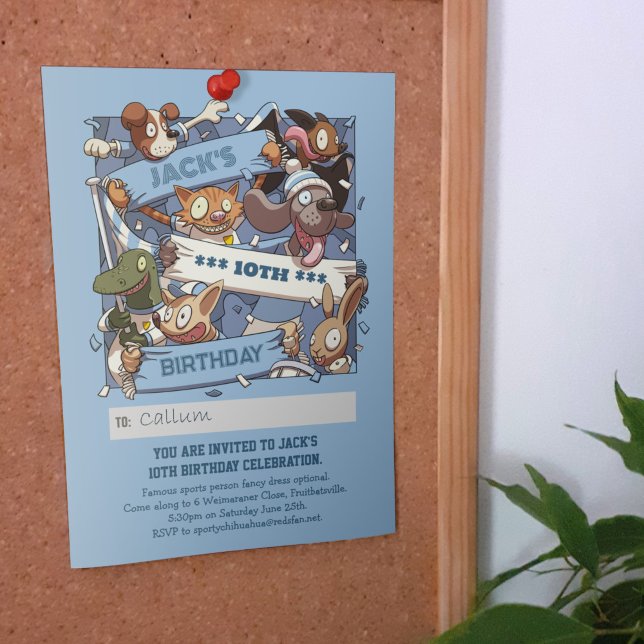 Invitación Añadir su nombre Fans de Animales de Cumpleaños Az (Subido por el creador)