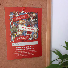 Invitación Añadir su nombre Fans de Animales de Cumpleaños Ro