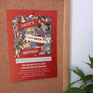 Invitación Añadir su nombre Fans de Animales de Cumpleaños Ro