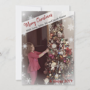 Invitación Añadir tu foto Navidades blancos y negros copos de