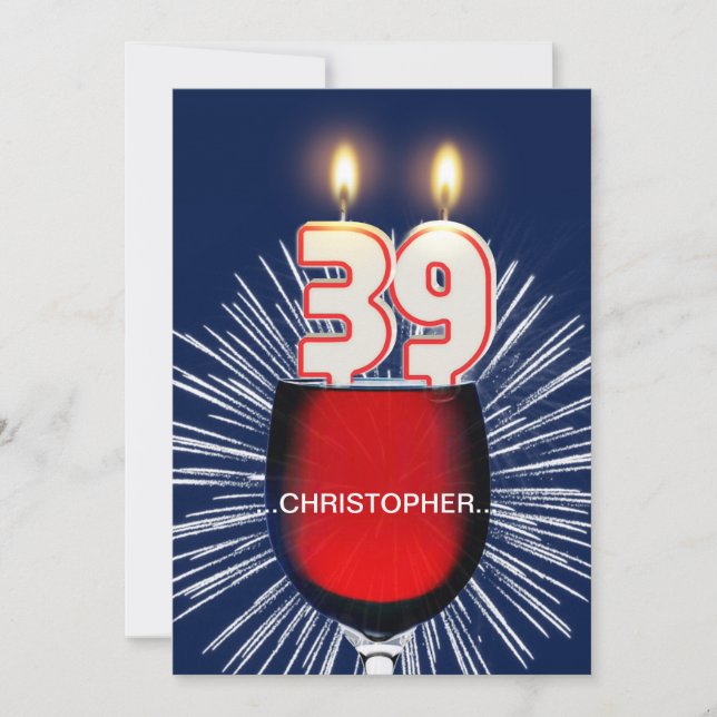 Invitación Añadir un nombre, 39ª fiesta de cumpleaños Invitac (Anverso)