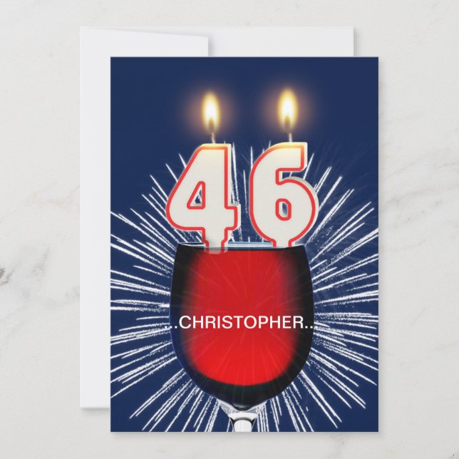 Invitación Añadir un nombre, 46ª fiesta de cumpleaños Invitac (Anverso)