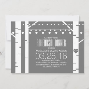 Invitación Análogos de Birch Heart & String Lights Ensayo Cen