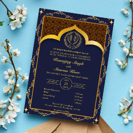 Invitación Anand Karaj Floral, Boda de Punjabi Sikh