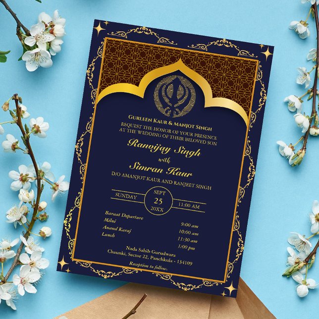 Invitación Anand Karaj Floral, Boda de Punjabi Sikh (Subido por el creador)