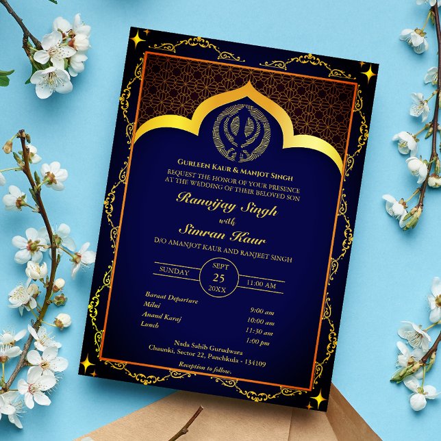 Invitación Anand Karaj Floral, Boda de Punjabi Sikh (Subido por el creador)