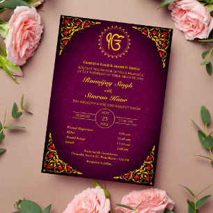 Invitación Anand Karaj Golden Boda punjabi sikh