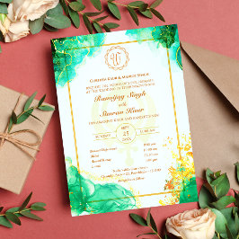 Invitación Anand Karaj Golden Boda punjabi sikh