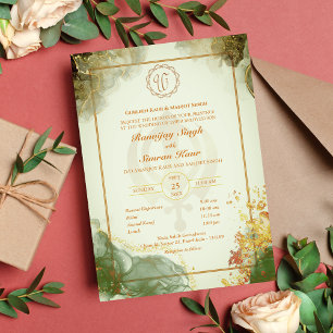 Invitación Anand Karaj Golden Boda punjabi sikh