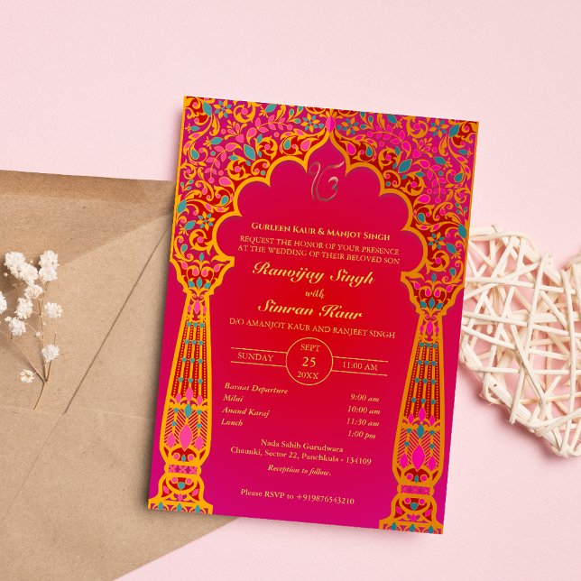 Invitación Anand Karaj Golden Boda punjabi sikh (Subido por el creador)