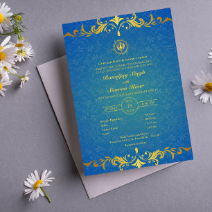 Invitación Anand Karaj Golden Boda punjabi sikh