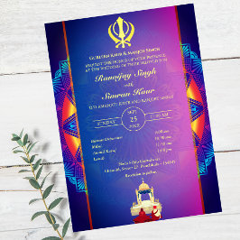Invitación Anand Karaj Golden Boda punjabi sikh