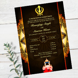 Invitación Anand Karaj Golden Boda punjabi sikh