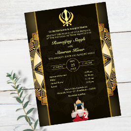Invitación Anand Karaj Golden Boda punjabi sikh