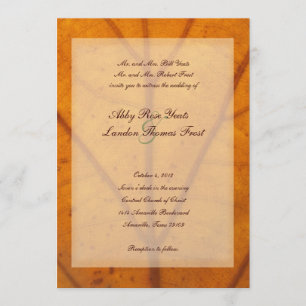 Invitación anaranjada de la boda de la hoja de la