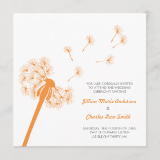 Invitación anaranjada de la boda del diente de