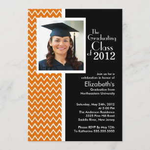 Invitación anaranjada de la fiesta de graduación
