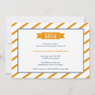 Invitación anaranjada de la graduación de la raya