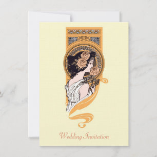 Invitación anaranjada del boda del nouveau del