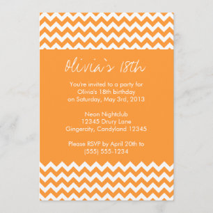 Invitación anaranjada del cumpleaños de Chevron