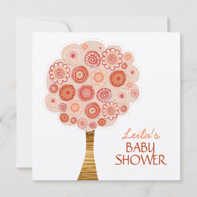 Invitación anaranjada del personalizado del árbol (Anverso)