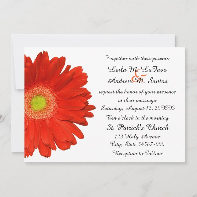 Invitación anaranjada elegante de la boda de la (Anverso)