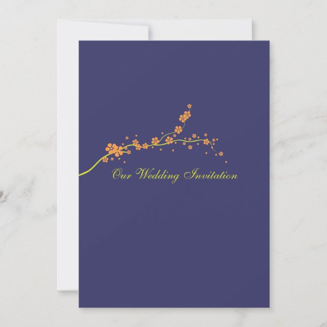 Invitación anaranjada hermosa de la boda del flor (Anverso)
