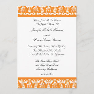 Invitación anaranjada vibrante de la boda del