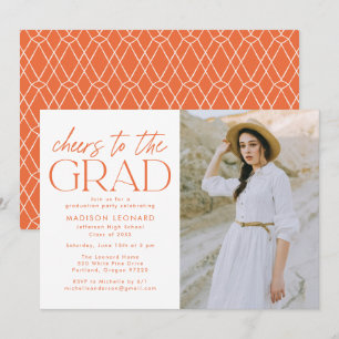 Invitación Anaranjado Saludos a la fiesta de graduación de