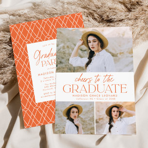Invitación Anaranjado Saludos a la fiesta de graduación de