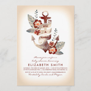 Invitación Anchor Beach Nautical Tropical Baby Shower