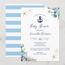 Anchor Blue Beach Nautical Floral Baby Shower