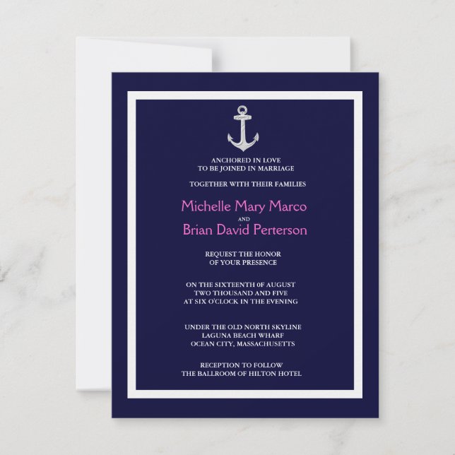 Invitación ANCHOR l Boda temático de destino náutico (Anverso)
