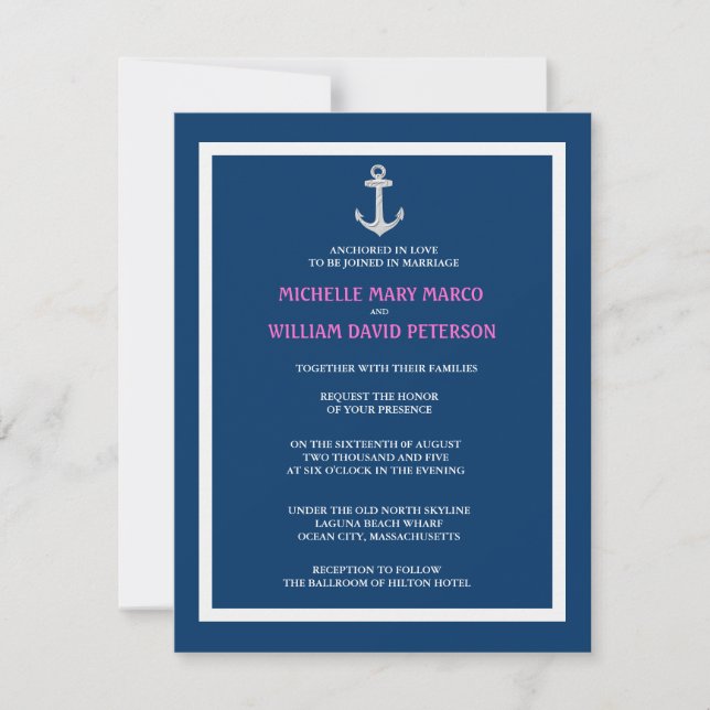 Invitación ANCHOR l Boda temático de destino náutico (Anverso)