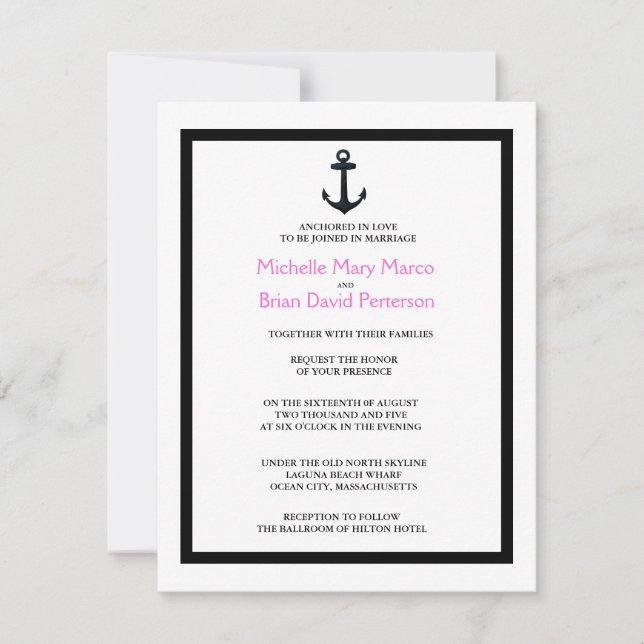 Invitación ANCHOR l Boda temático de destino náutico (Anverso)