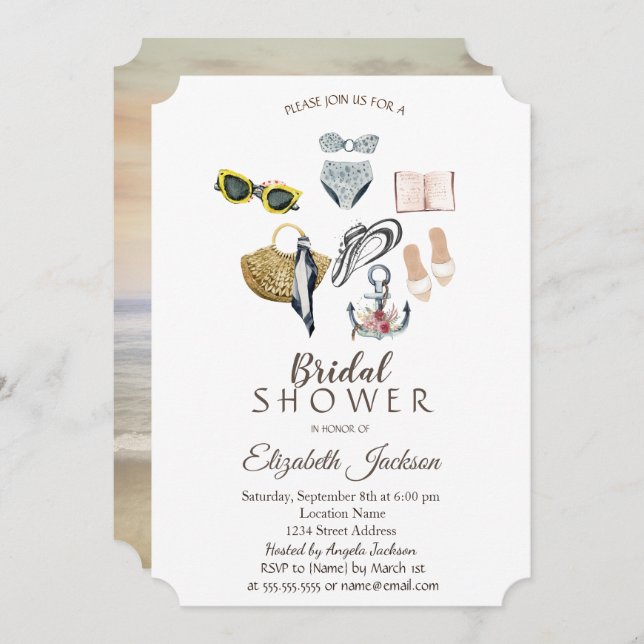 Invitación Anchor Swimming Suit Beach Bridal Shower (Anverso / Reverso)